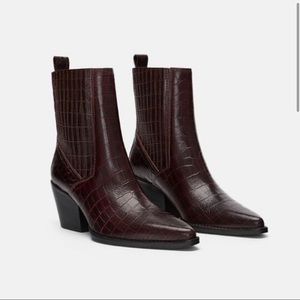 Zara Croc Embossed Boots